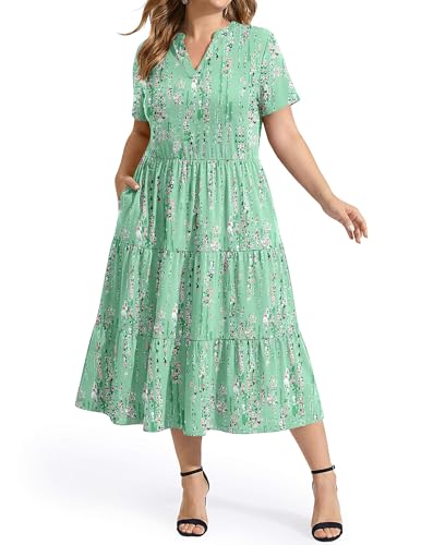 IN'VOLAND Womens Plus Size Dresses Summer Short Sleeve