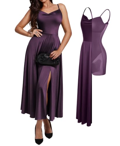 Popilush Purple Dress for Women Shaper Maxi Flowy Cocktail Dresses Purple M