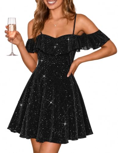 IHOT Black Homecoming Dresses for Women Off Shoulder Cocktail Mini Dresses