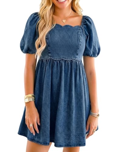 POLIRO Denim Dress for Women Western Jean Babydoll Country Concert Outfits