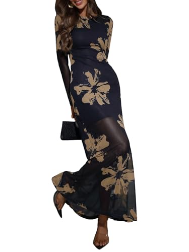 Verdusa Women's Fall Wedding Guest Dresses Long Sleeve Formal Dress