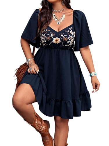 Verdusa Women's Western Boho Floral Dress Cowgirl Country Concert Outfits