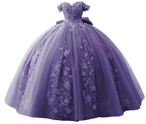 TRHTX Off Shoulder Quinceanera Dresses with 3D Flowers Dusty Purple 15 Dress Size 8