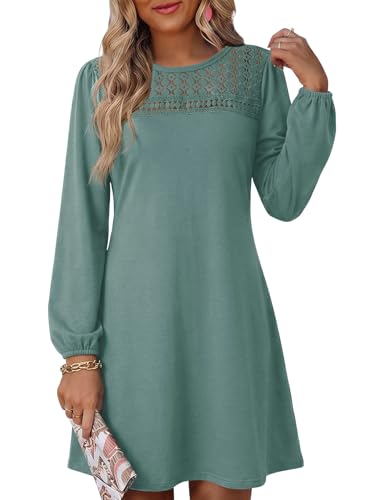 Dokotoo Western Dresses for Women Long Sleeve Flowy Dress Sage Green M