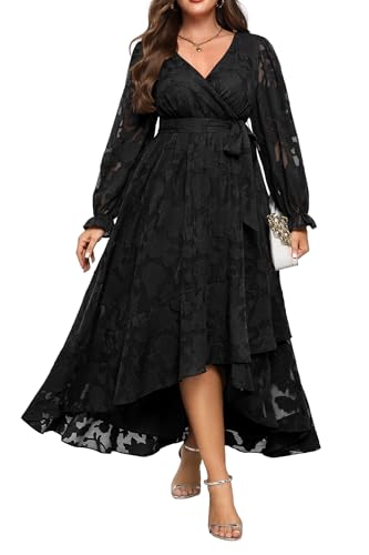 Plus Size Dresses Wedding Guest Fall Black Long Sleeve Maxi Dress Women