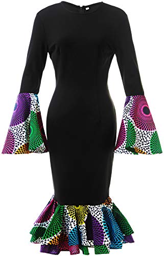 HongyuAmy Women's African Fashion Ankara Print Dress Traditional Casual Outfits Attire Color A XL