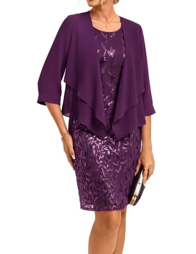 GRACE KARIN Mother of The Bride Groom Dress Wedding Guest Dress Purple 2XL
