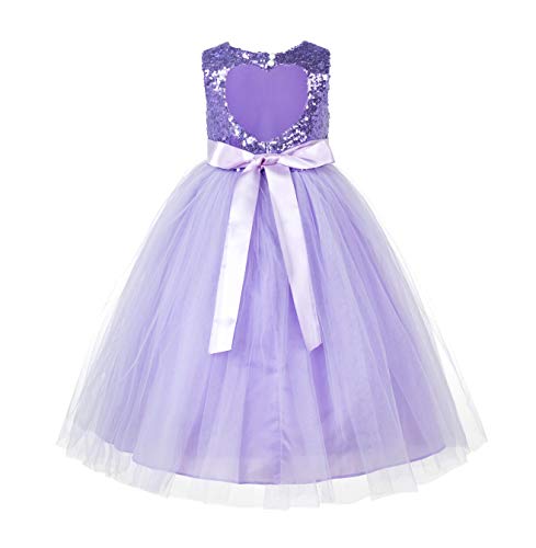 Heart Cutout Sequins Tulle Formal Pageant Girl Dress Wedding Dresses 172seq 10 Lilac