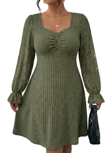 Eytino Plus Size Dresses for Curvy Women,1X Green