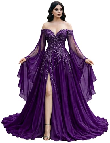 Mauuwy Vintage Purple Wedding Dresses with Tassels Size 8