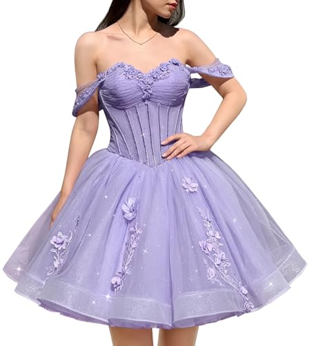 Zhangyo Short Homecoming Dress 2026 Off Shoulder Lavender DAMA Dress Size 4