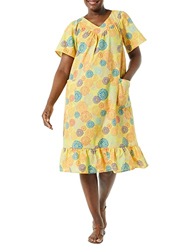 AmeriMark Women's Casual Muumuu House Dress | Flowy short-sleeve lounger with relaxed fit for comfort, sleepwear, lounging, and everyday indoor wear