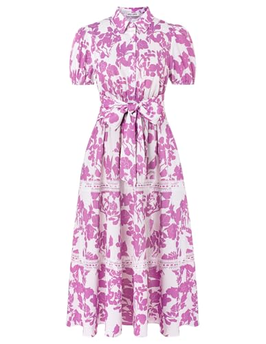 GRACE KARIN Women's 2026 Summer Floral Maxi Dresses White Purple M