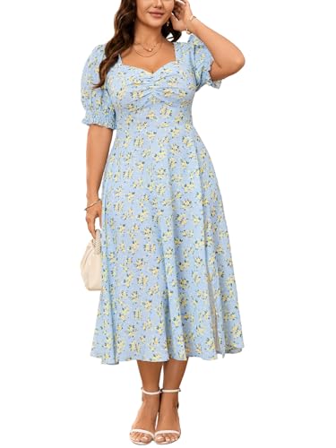 Women Plus Size Floral Summer Dress for Wedding Guest Vacation