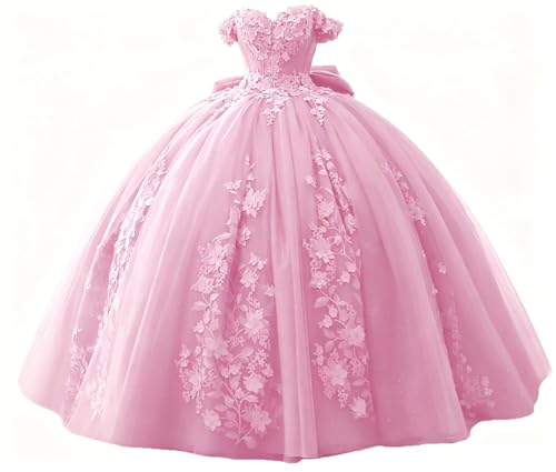 TRHTX Glitter Beaded Vestidos de Quinceañera Pink Size 14