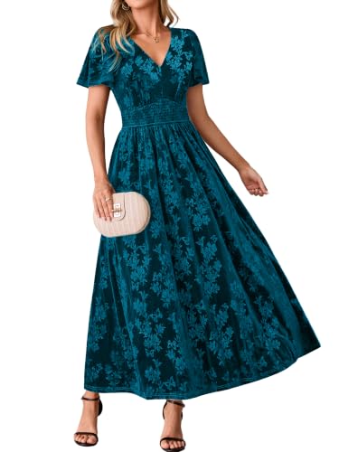 BerryGo Womens Velvet Formal Wedding Guest Dresses Fall Cocktail Maxi Dress