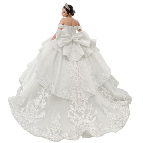 Mouccy Gorgeous Lace Sweet 15 16 Quinceanera Dresses Ivory