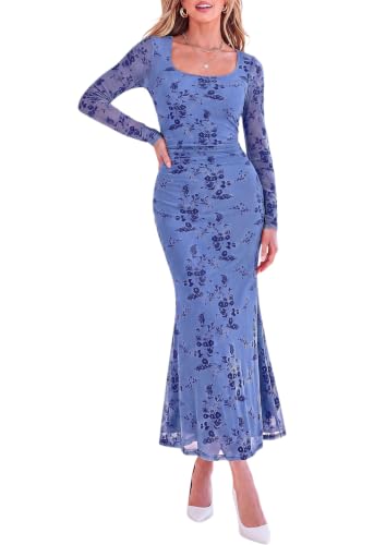 PRETTYGARDEN Women's Formal Floral Maxi Dress Fall Wedding Guest Dresses