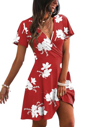 RUMIA Dresses for Women 2026 Elegant Classy Red Summer Wedding Guest Dress Mom Outfits Party Clothes Red Floral 02 L