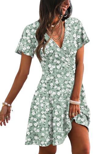 Dresses for Women 2026 Casual Wrap V Neck Knee Length Summer Dress Flora XS