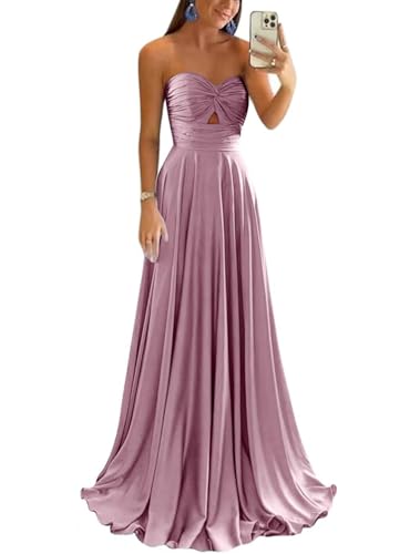 dxazd Corset Satin Keyhole Prom Dresses with Pockets 2026 Long Modern Sweetheart A-Line Wisteria Ruched Bridesmaid Dress 12