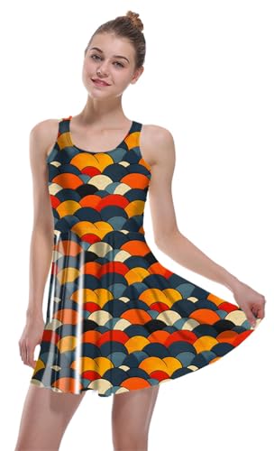 Sister Amy® Women's Galaxy Print Skater Dress - Sleeveless Elastic Shaping Camisole, Summer Casual A-Circle-1 X-Large