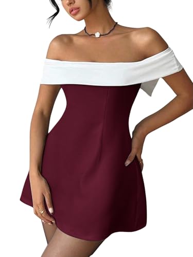 SOLY HUX Women's Off Shoulder Dress Mini Cocktail Dresses