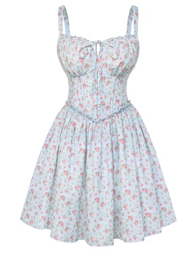 Summer Corset Dress for Women 2026 Floral Mini Sundress Pink Floral-B M