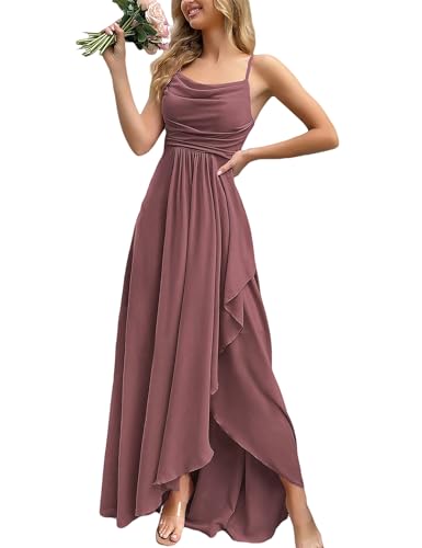 VOUIAO Wedding Guest Bridesmaid Dress Formal Evening Gown Coral Pink XS