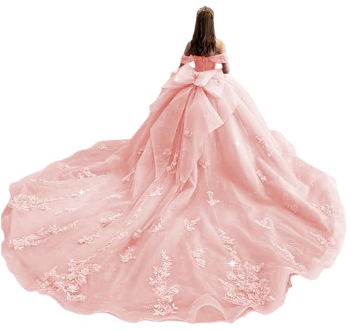 XYAYE Gorgeous Tulle Quinceañera Dresses Ball Gown Off Shoulder Dress