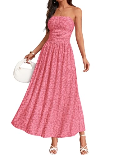IWD Women's Strapless Maxi Dress Floral Cocktail Wedding Guest Long Dresses