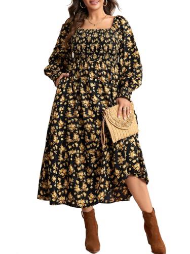 Plus Size Dresses for Curvy Women Long Sleeve Fall Wedding Guest Dress 2XL