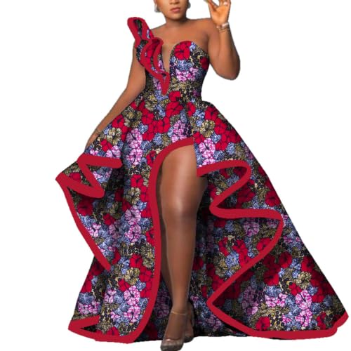 ABCWAX African Dresses for Women African Ankara Floral Print Maxi Long | Strapless Prom Dresses