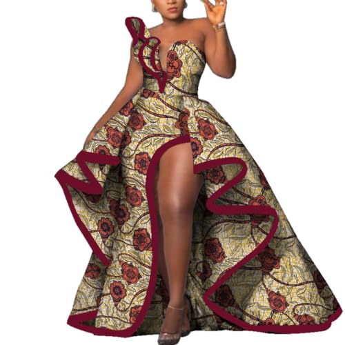 ABCWAX African Dresses for Women African Ankara Floral Print Maxi Long