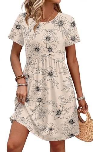 OFEEFAN Maternity Dress Maternity Clothes Teacher Casual Dresses for Women Work Dresses for Women Floral Apricot M