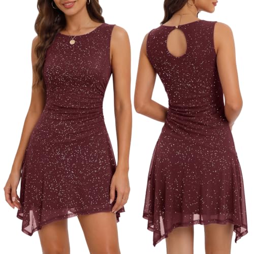 Mini Modest Homecoming Dresses Cocktail Dress Short Party G066 Burgundy L