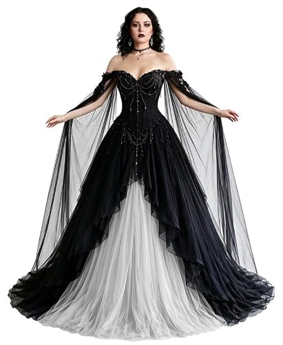 TRHTX White Wedding Dress Cape Sleeve Tulle Bridal Gown Size 12