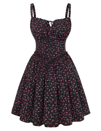 Summer Corset Dress for Women 2026 Floral Mini Sundress Red Floral XXL