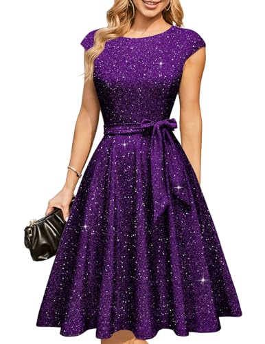 Sequin Sparkly Cocktail Party Dresses for Women 2026 Glitter Grape S