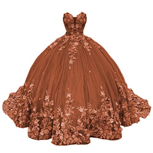 Zhangyo Long Puffy Burnt Orange Quinceanera Dresses for Sweet 16 Strapless