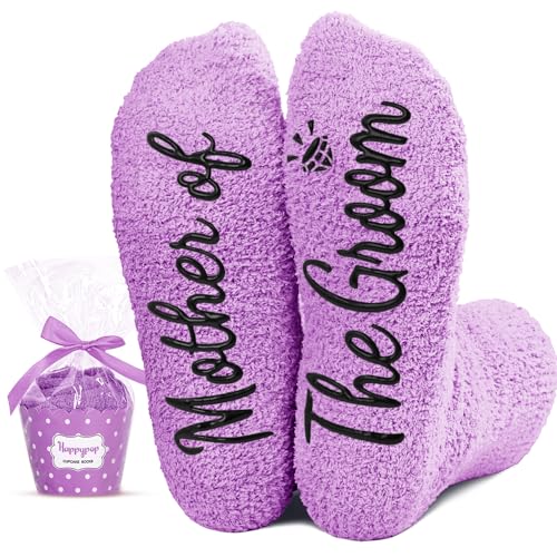 HAPPYPOP Mother of the Groom Gifts - Wedding Gifts for Mom of the Groom, Wedding Socks for Mother in Law Purple