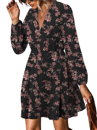 MixShe Summer Dresses for Women 2025 Wedding Guest Dress Fall Fashion Italian Outfits Elegant Classy Homecoming Clothing Plus Size Beach Vacation Clothes B Black Floral Small