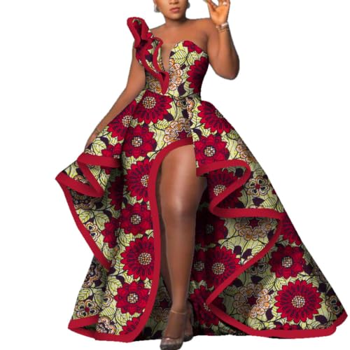ABCWAX African Dresses for Women African Ankara Floral Print Maxi Long