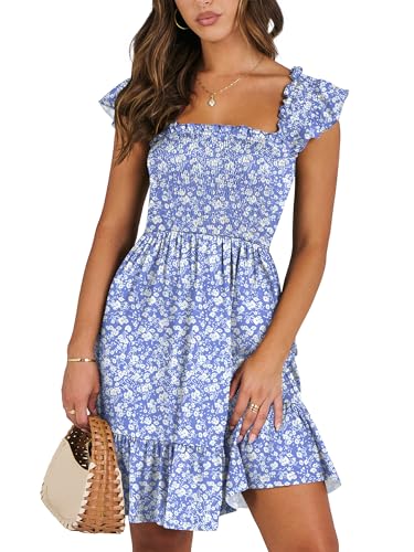 ANRABESS Womens Casual Summer Dress Boho Smocked Beach Cute Teen Sundress