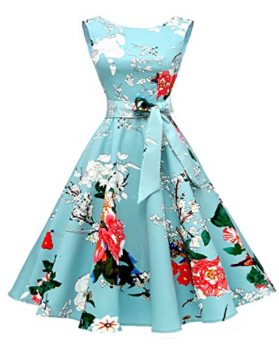 Hanpceirs Sleeveless Vintage 1950s Cocktail Dress Mint Flower S